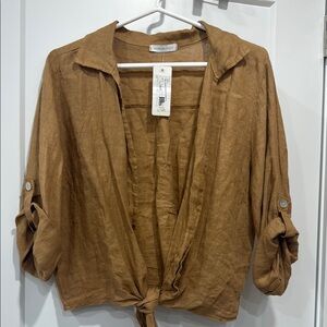 PuroLino Tan Linen Top